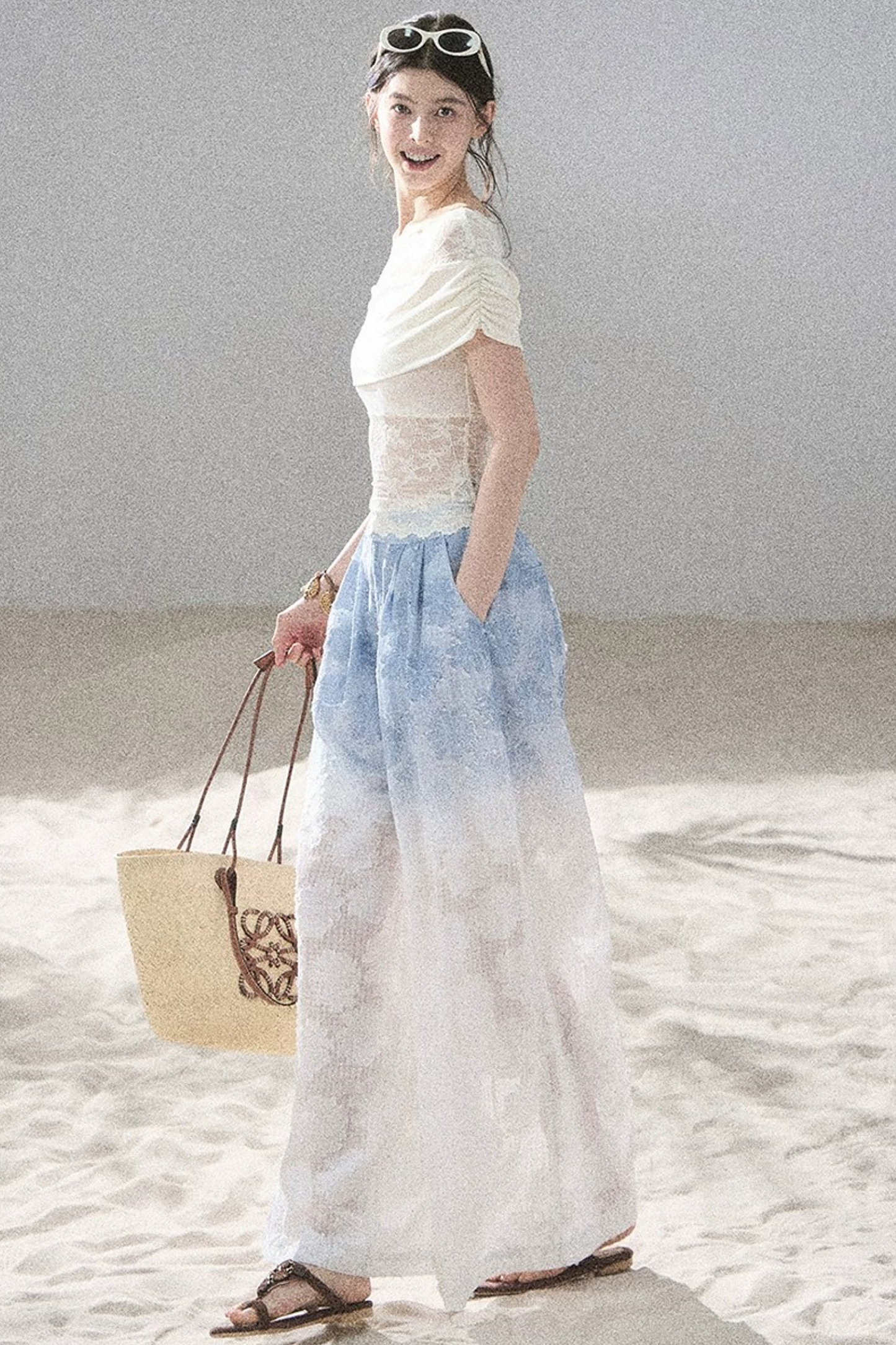 Lace Asymmetrical Shoulder Top
