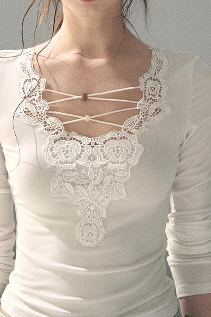 Lace V-Neck Summer Top