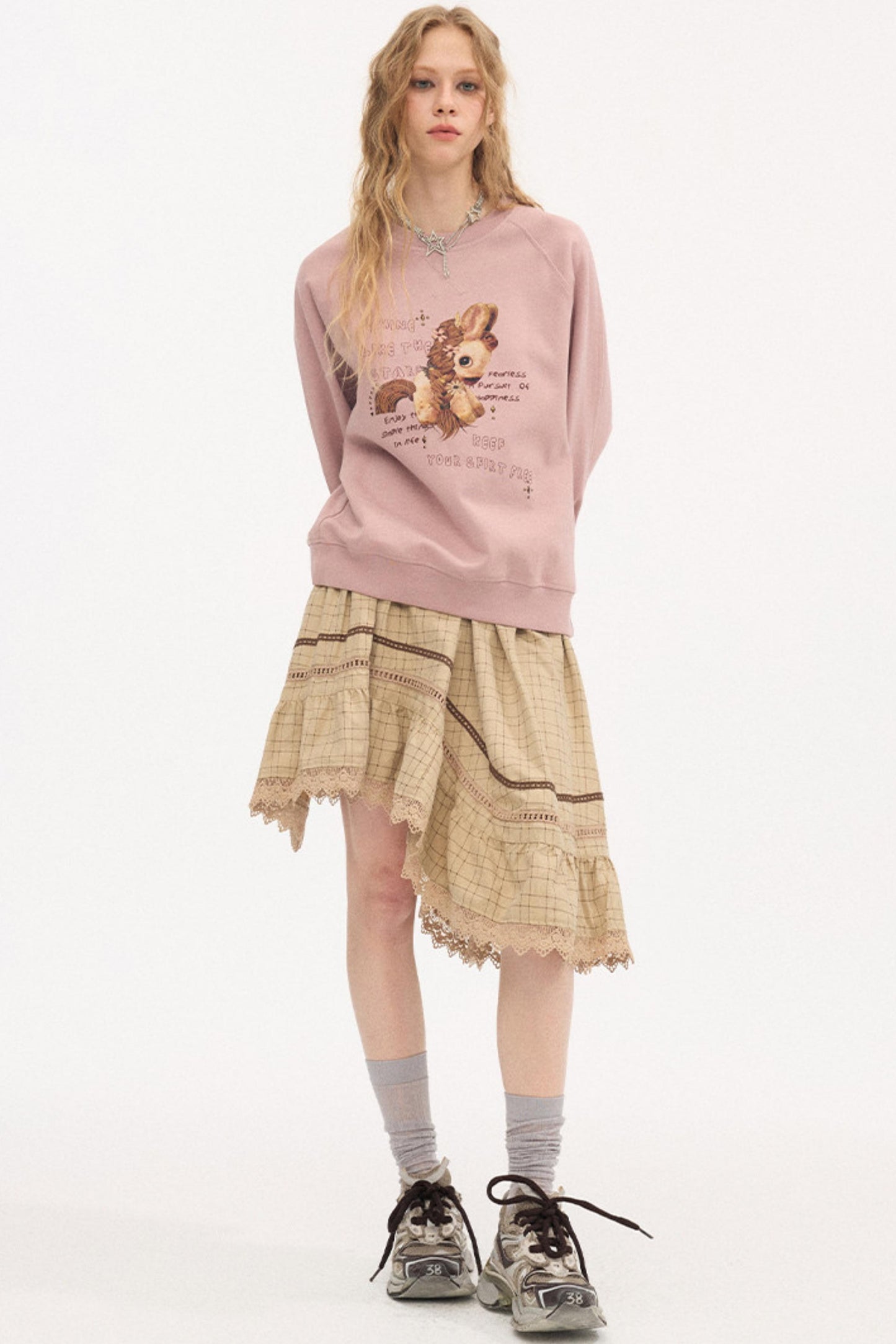 Irregular Wave Patchwork Midi Skirt
