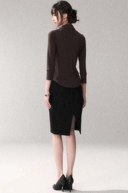 Cotton Washed Midi Skirt