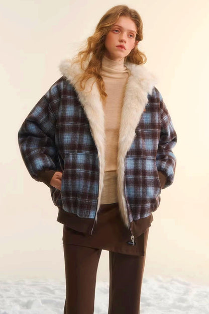 First Snow Plaid Reversible Coat