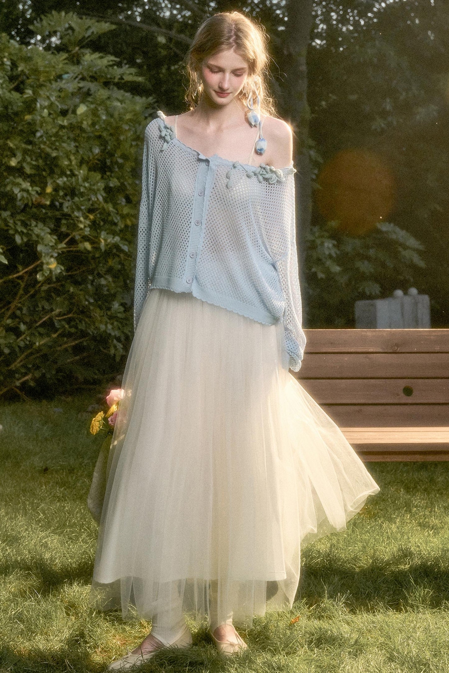 Galaxy Ice Silk Hollow Cardigan