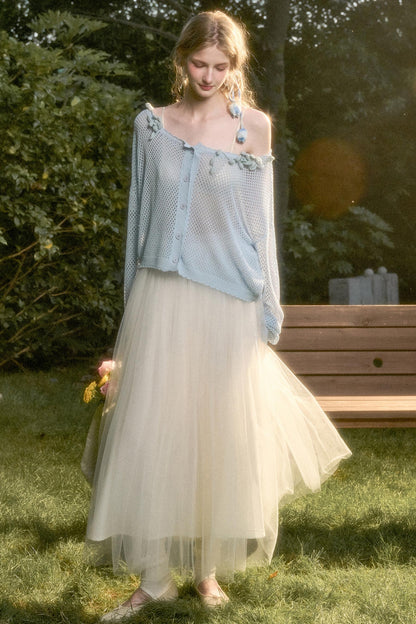 Galaxy Ice Silk Hollow Cardigan