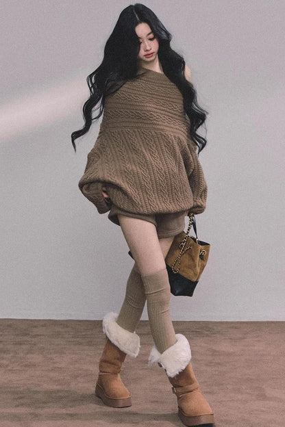 American Off-Shoulder Cable Sweater