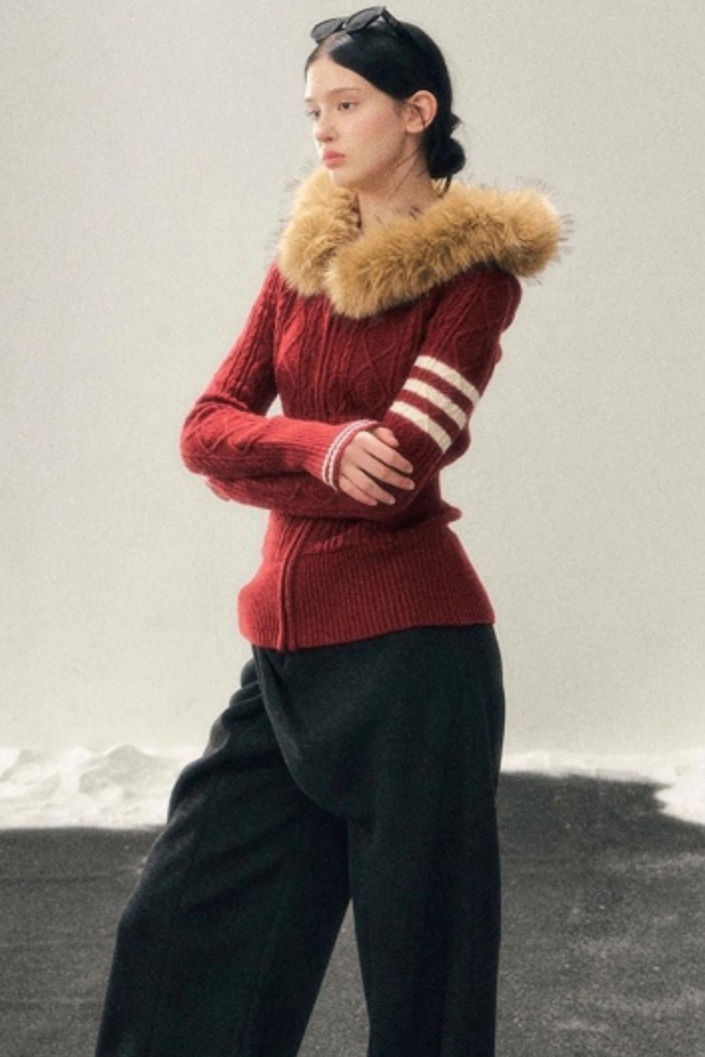 Winter Hooded Knit Sweater