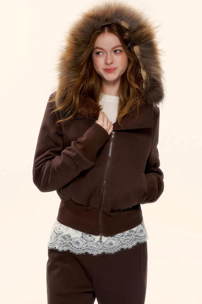 Retro Fleece-Lined Hooded Jacket Set-Up