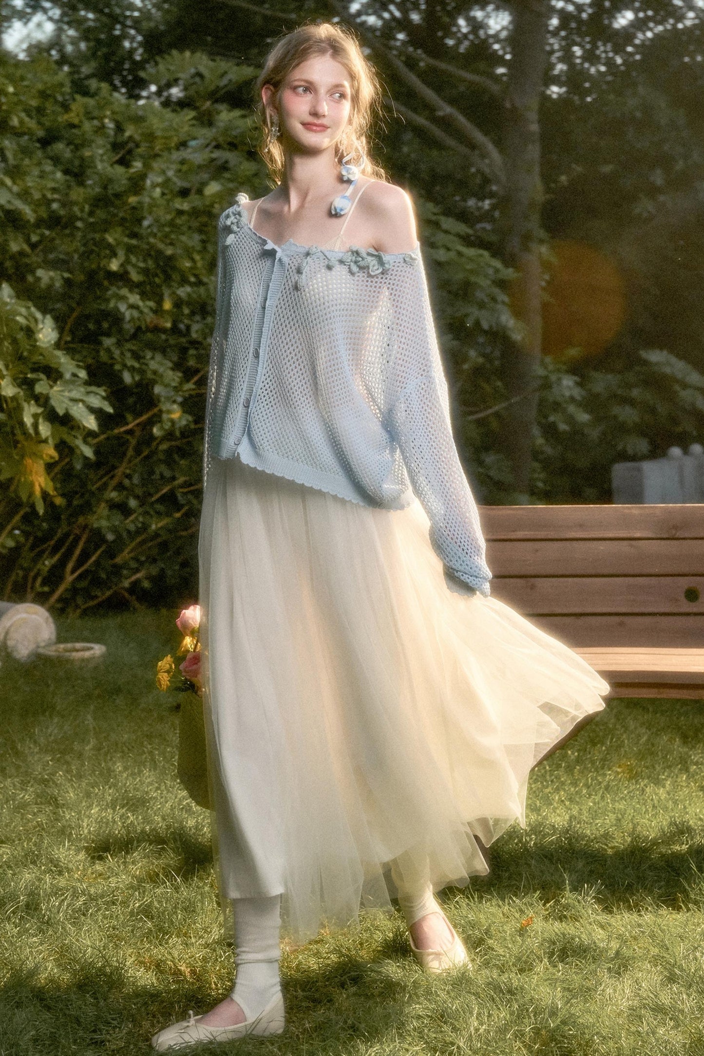 Galaxy Ice Silk Hollow Cardigan