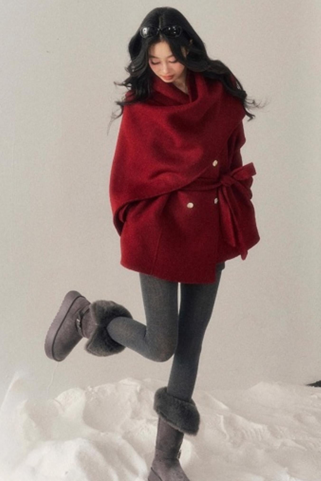 Winter Plaid Wool Coat