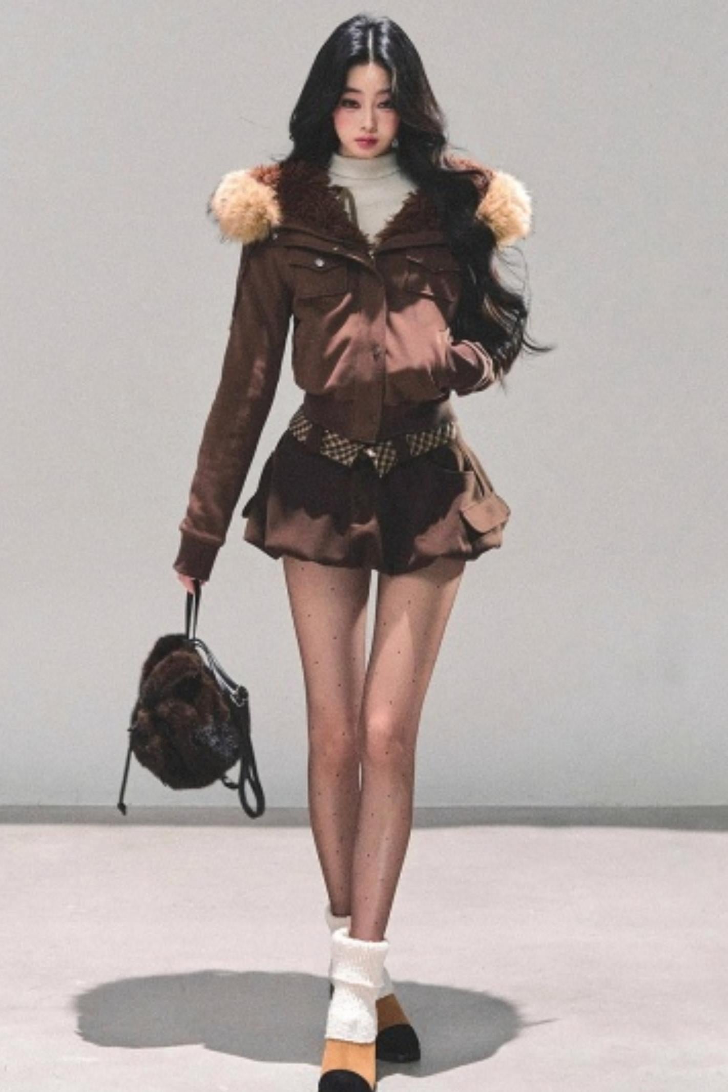 Hooded Faux Fur Winter Coat