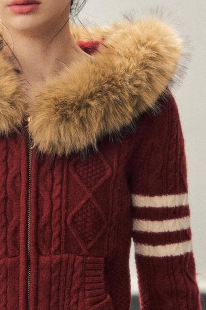 Winter Hooded Knit Sweater