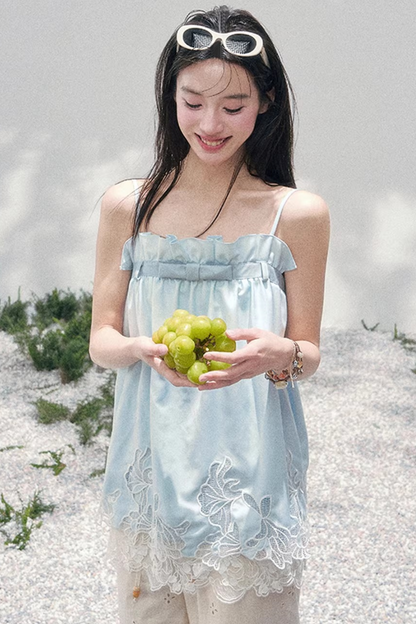 Bouquet-ähnliches Spitzen-Babydoll-Oberteil