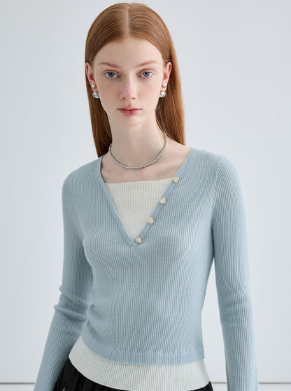 temperament slim long sleeve base top