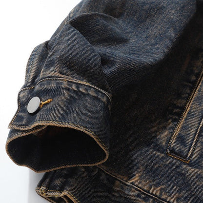 American retro washed denim jacket