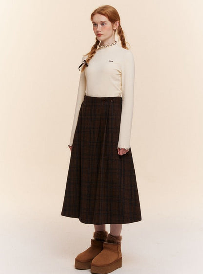 Retro Plaid High-waisted A-Line Umbrella Skirt