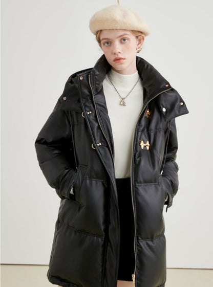 Thickened Leather Down Coat