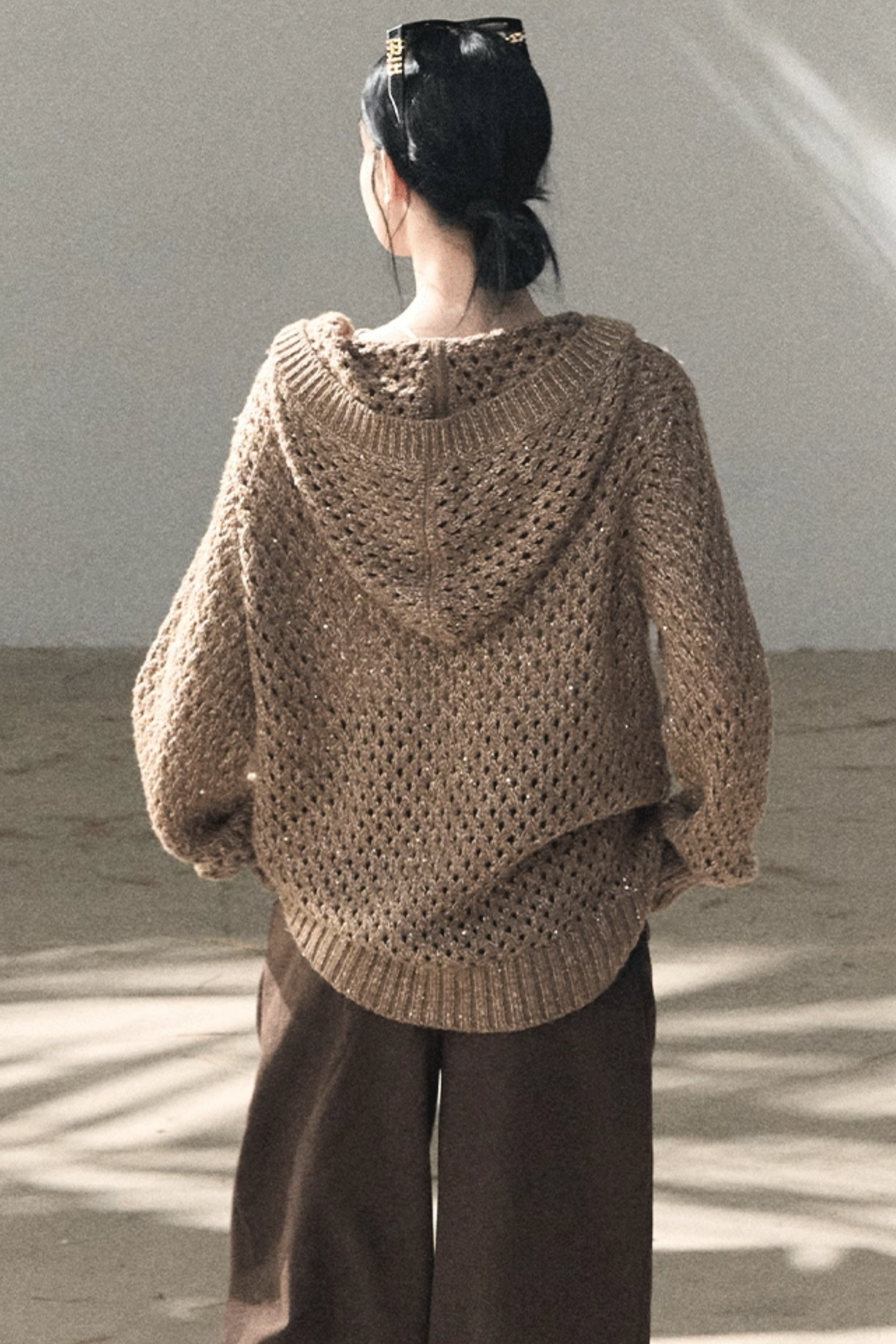 Lange Hose aus plissiertem Mikro-Samt