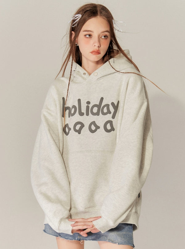 Vintage Suede Foam Print Hooded Tops