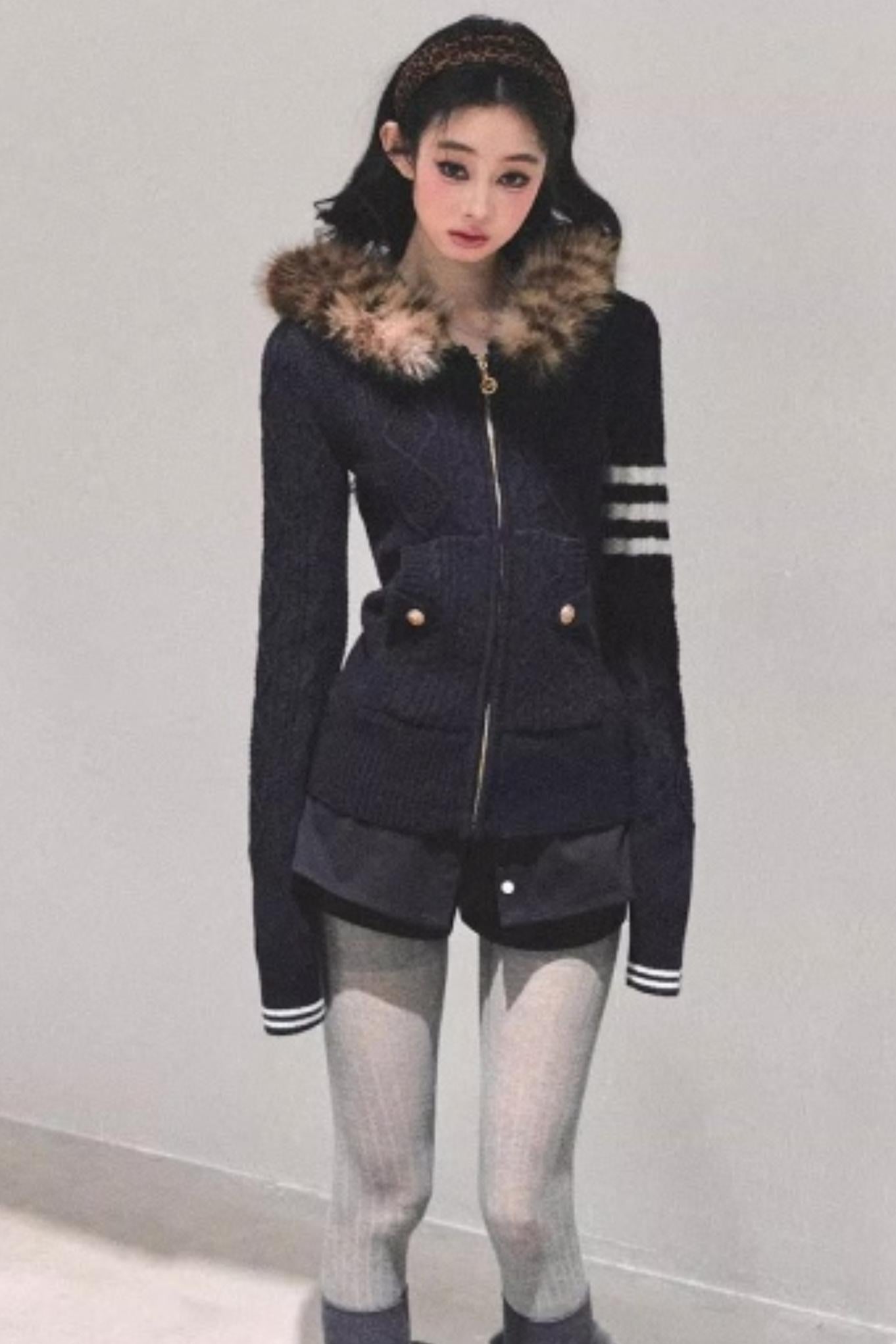 Winter Hooded Knit Sweater