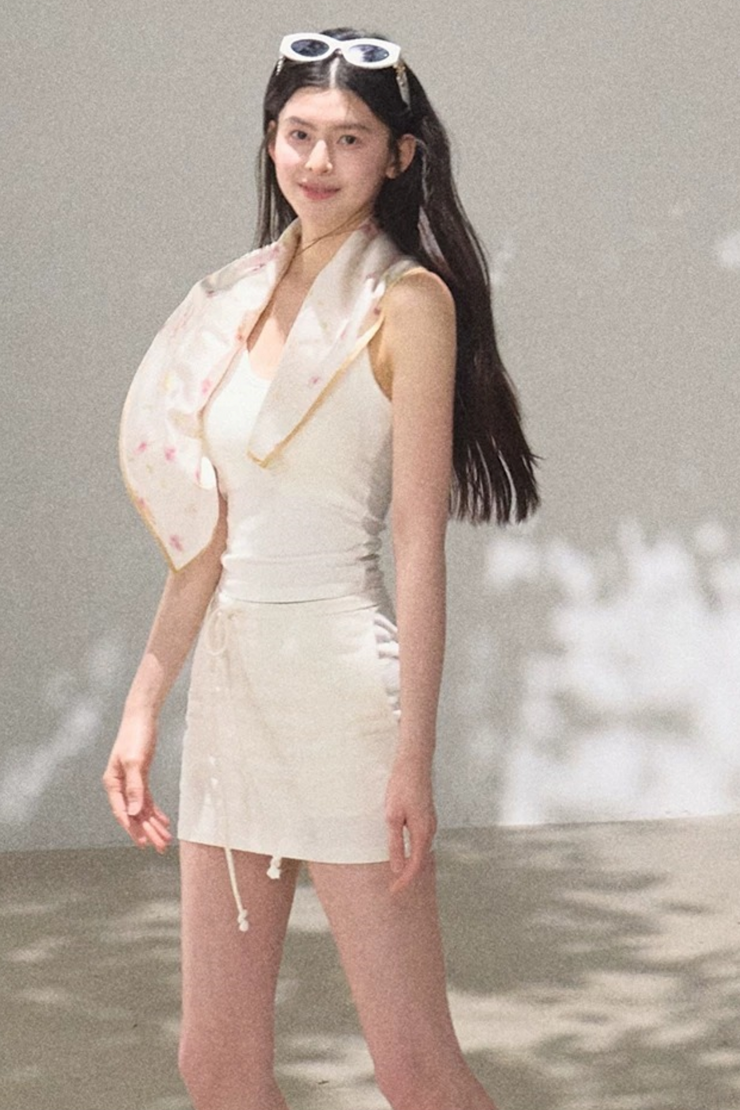Magic Silk Contrast Edge Scarf Top