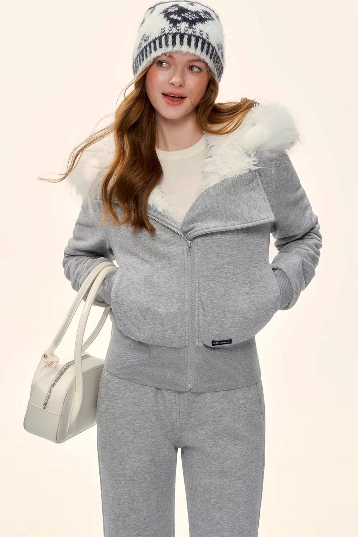 Retro Fleece-Lined Hooded Jacket Set-Up