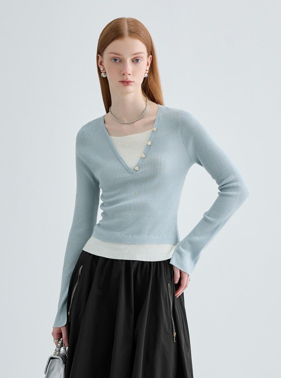 temperament slim long sleeve base top