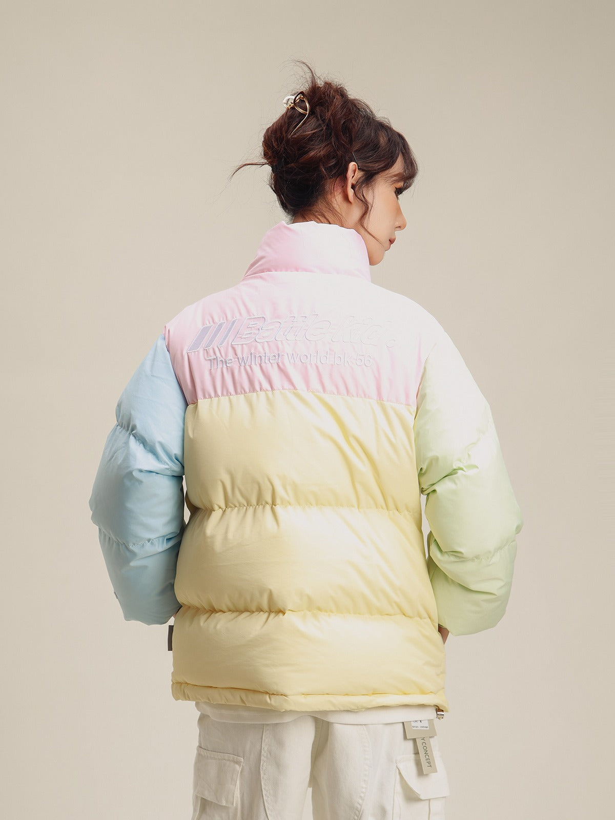 retro stitching multi-color jacket
