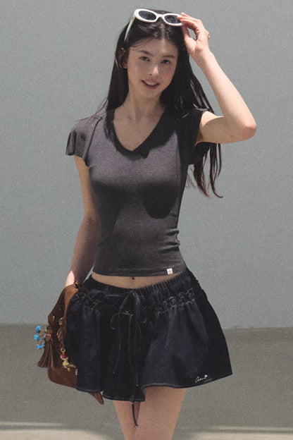 Embroidered Puffy A-Line Skirt