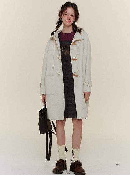 Long and short horn buttoned woolen Coat