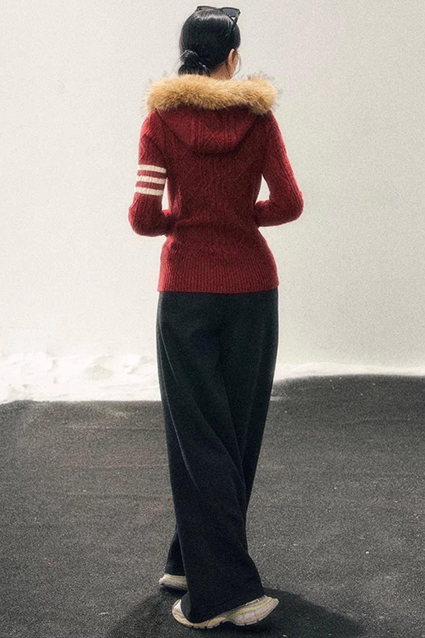 Hooded Cable Knit Sweater