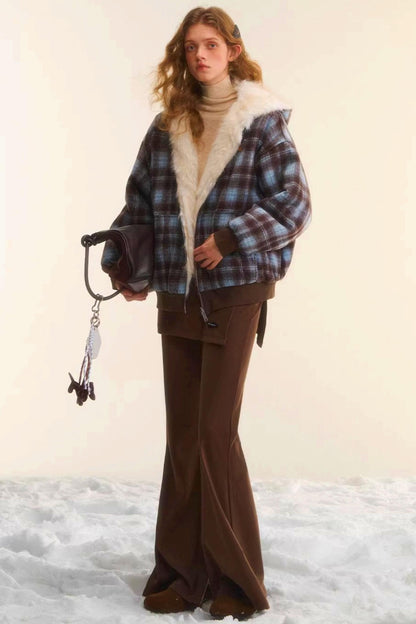 First Snow Plaid Reversible Coat