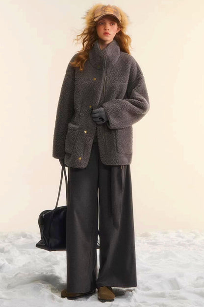 Reversible Lamb Wool Biker Jacket