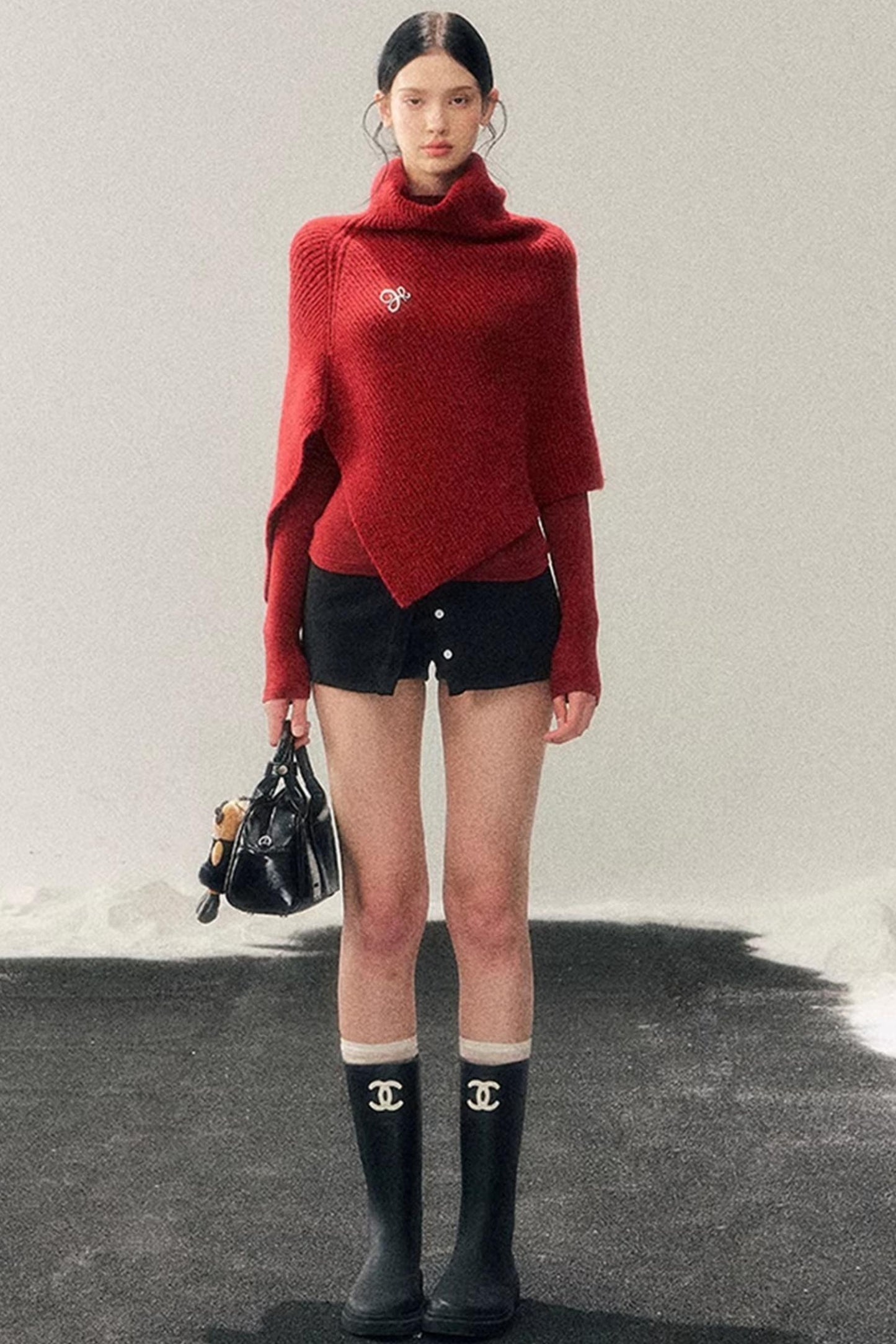 Maple Leaf Knit Sweater Cape Set-Up