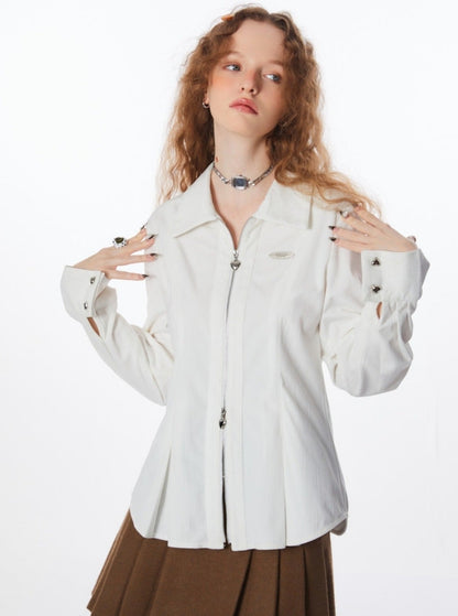 American polo collar long-sleeved shirt