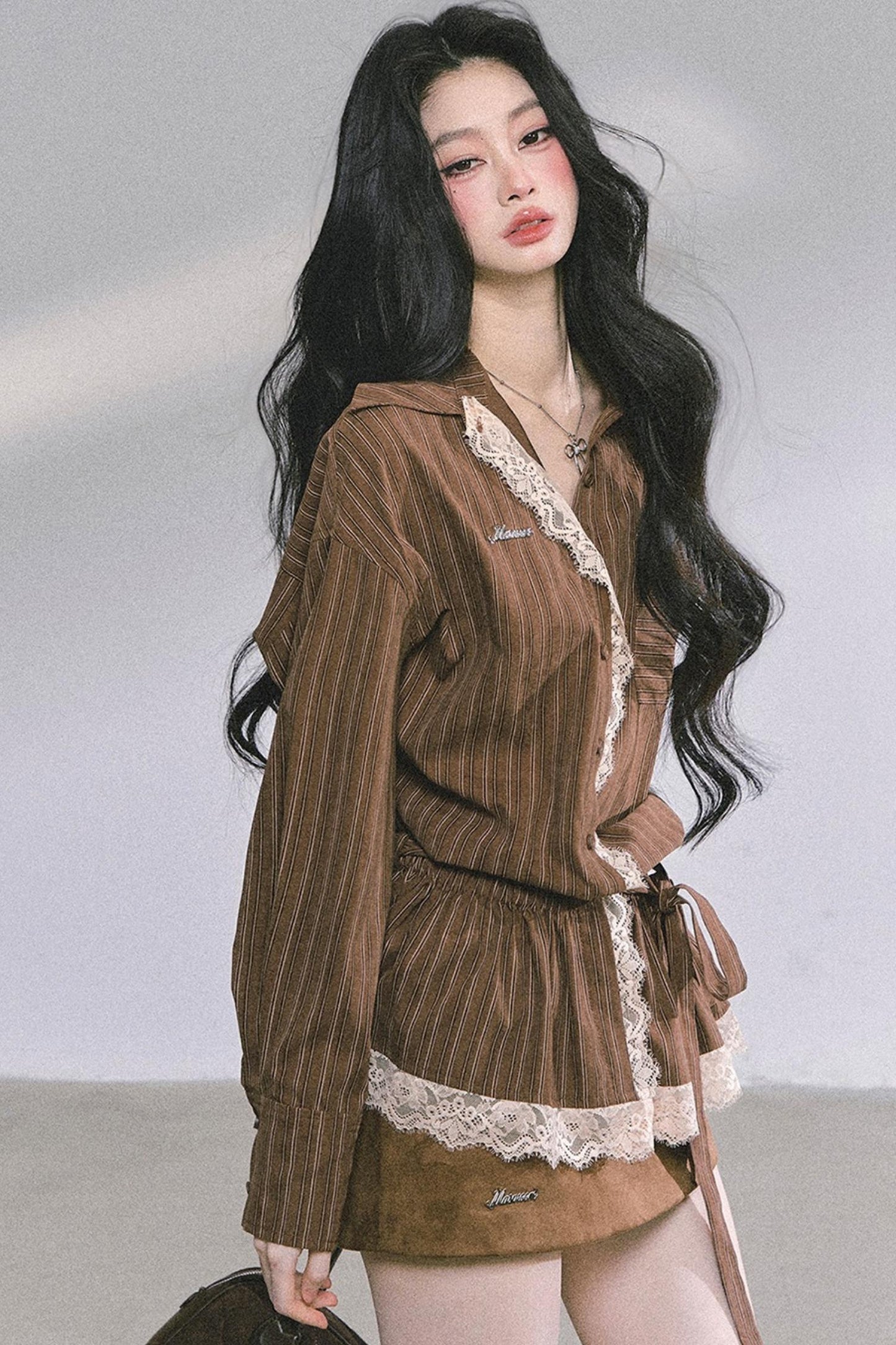 French Lace Stripe Shirt Set-Up