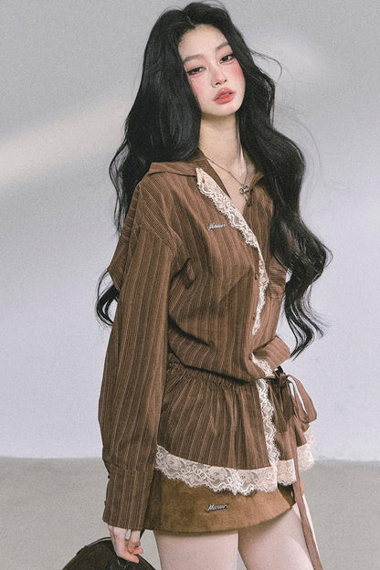 French Lace Stripe Shirt Set-Up