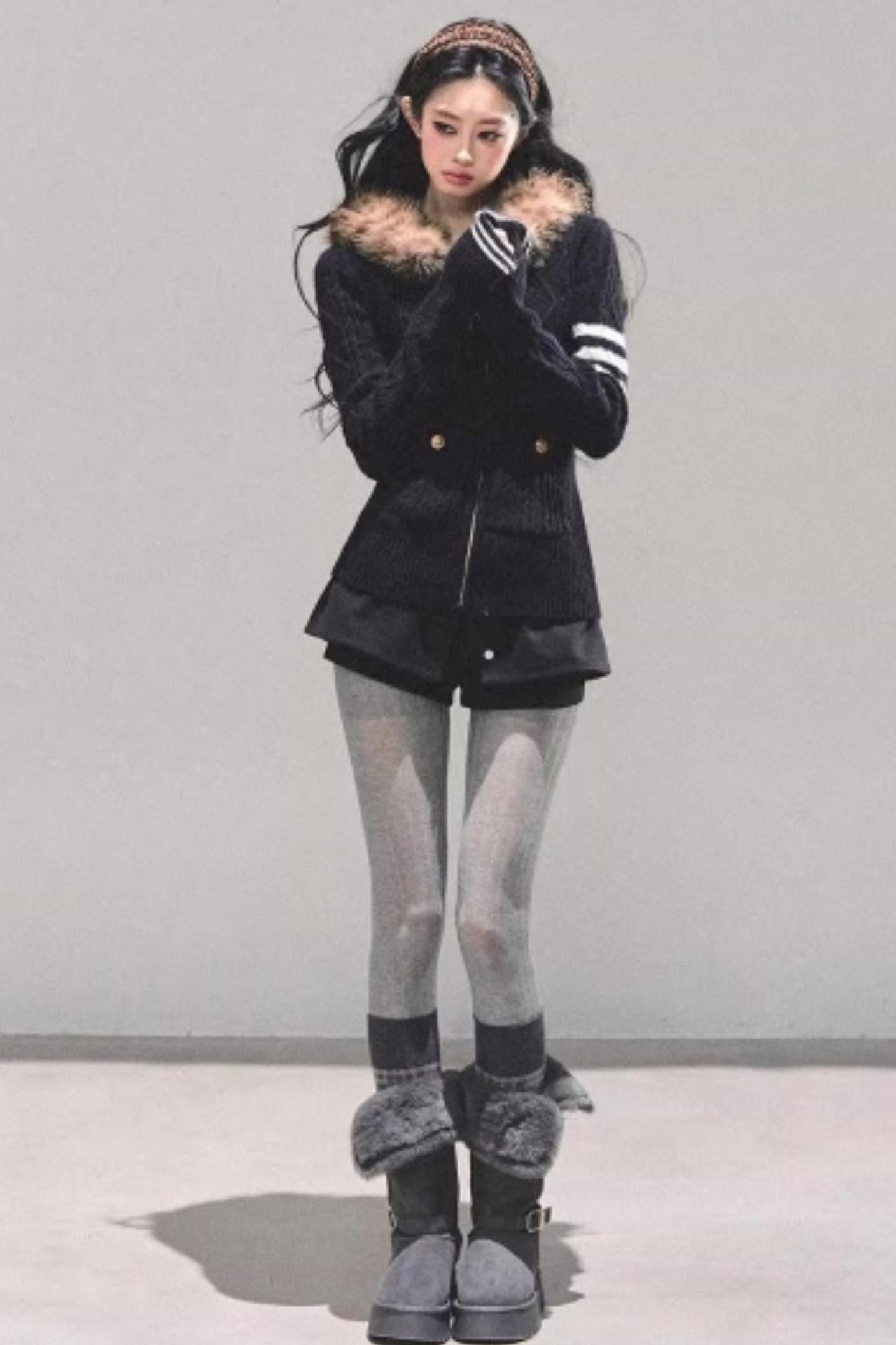 Winter Hooded Knit Sweater