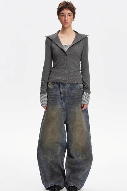 Vintage Yellow Distressed Jeans