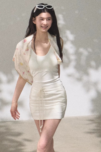 Magic Silk Contrast Edge Scarf Top