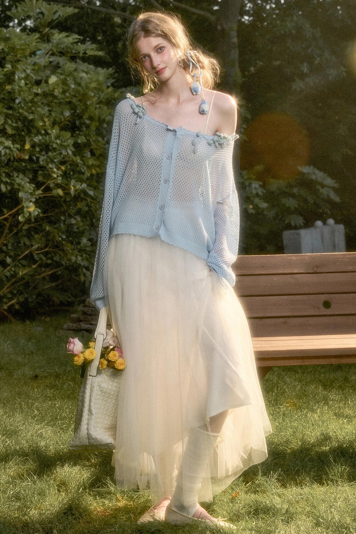 Galaxy Ice Silk Hollow Cardigan