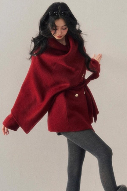 Winter Plaid Wool Coat