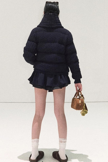 Plaid Color-Blocked A-Line Skirt