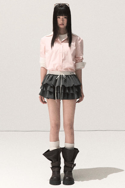 Shrine Plaid Woolen Cake A-Line Skirt