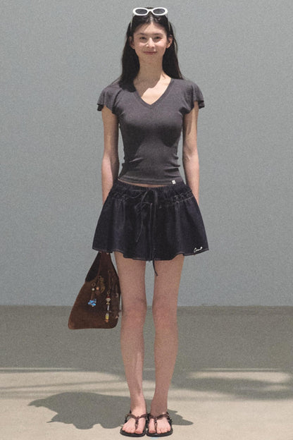 Embroidered Puffy A-Line Skirt