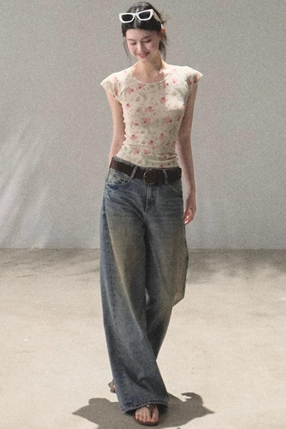 Vintage Hand-Painted Jeans Set