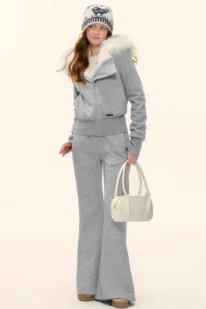 Retro Fleece-Lined Hooded Jacket Set-Up