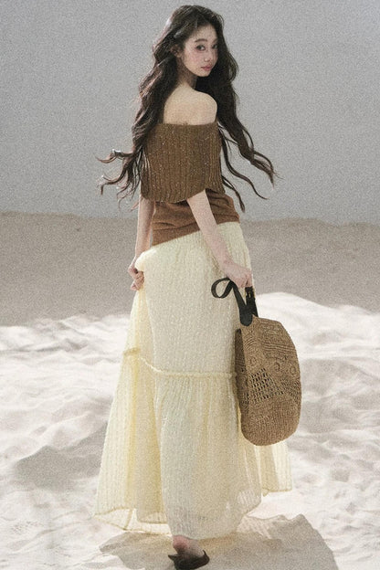 Youthful Off-Shoulder Knit Top