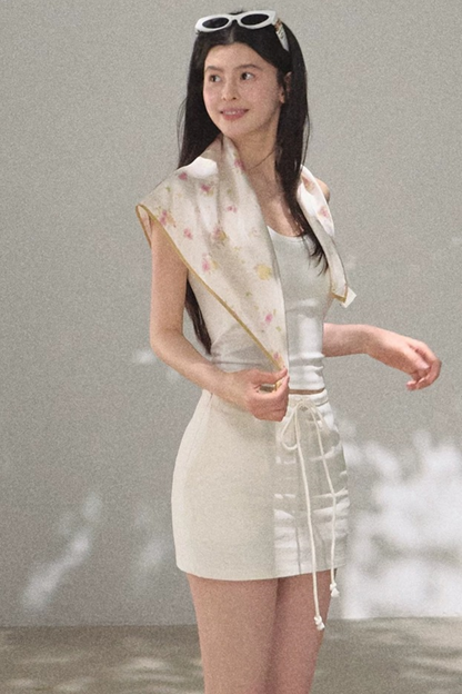 Magic Silk Contrast Edge Scarf Top