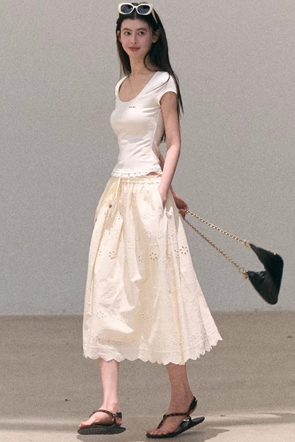 Pure Cotton Embroidered Skirt