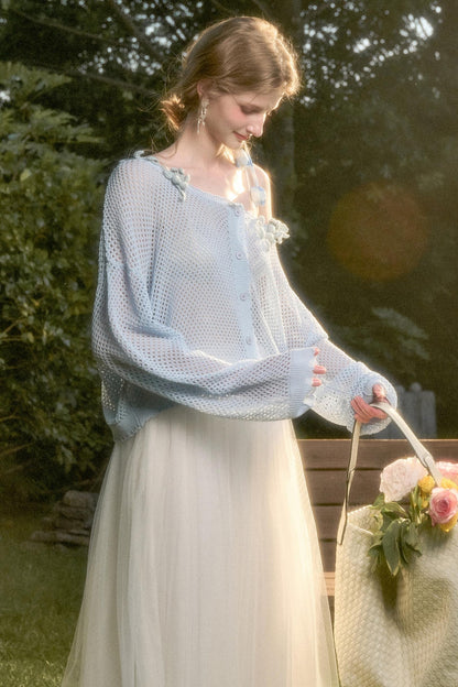 Galaxy Ice Silk Hollow Cardigan