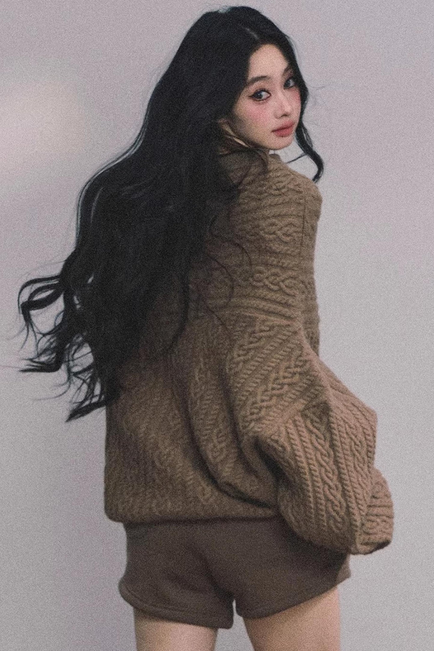 American Off-Shoulder Cable Sweater